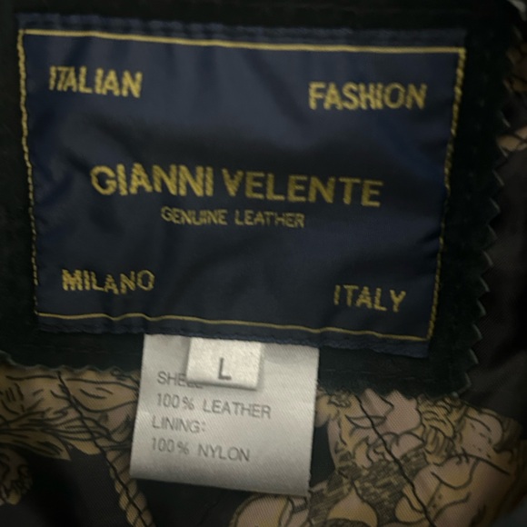 GIANNI VELENTE GENUINE LEATHER Jacket Italian Fashion Size Large Vintage - Picture 8 of 8